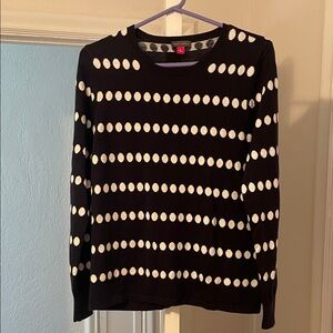 Vince Camuto navy and white polka dot sweater. Large